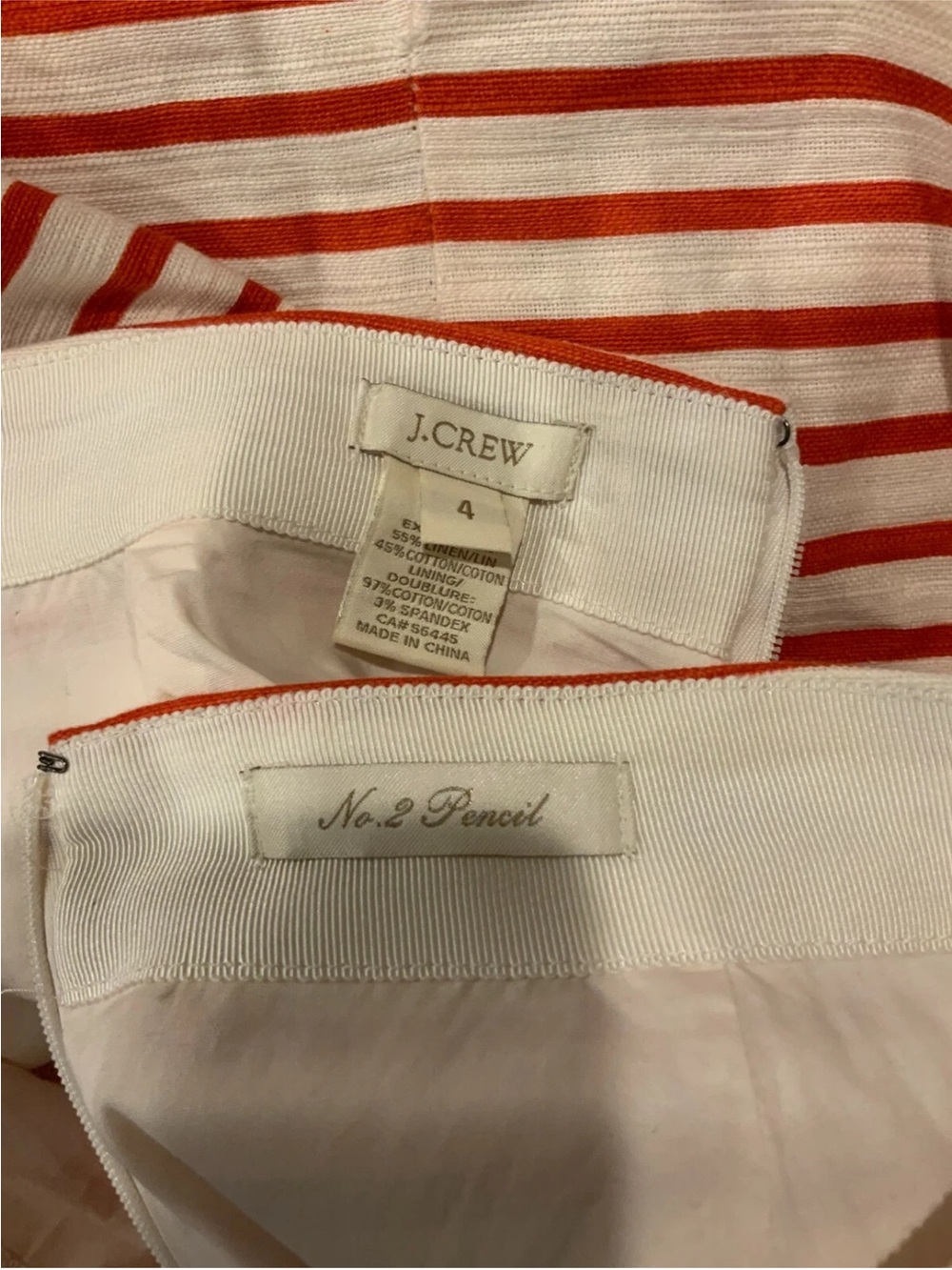 J Crew Red and ivory stripe linen blend no 2 pencil skirt 4 - Picture 5 of 6